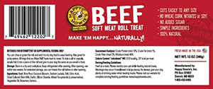 Happy Howie's Natural Dog Treats - Dog Meat Roll, Healthy Dog Treat & Training Tool, Easily Hide Pills, Dog Treat Made in the USA, Simple Ingredients, Cuts Easily - Beef Soft Meat Roll (12 Oz, 5 Pack)