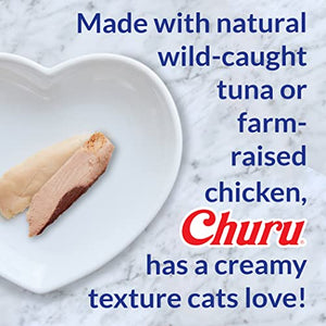 INABA Churu Cat Treats, Grain-Free, Lickable, Squeezable Creamy Purée Cat Treat/Topper with Vitamin E & Taurine, 0.5 Ounces Each Tube, 60 Tubes