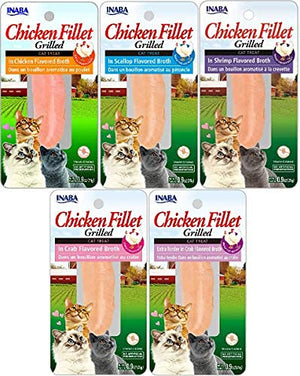 INABA Ciao Grilled Fillets in Broth Cat Treats (Chicken Variety Pack, 5 Pack)