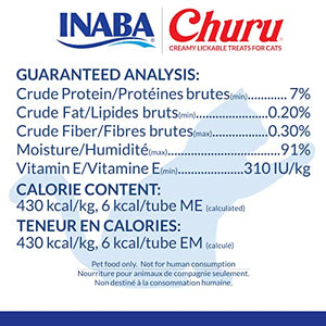INABA Churu Cat Treats, Grain-Free, Lickable, Squeezable Creamy Purée Cat Treat/Topper with Vitamin E & Taurine, 0.5 Ounces Each Tube, 60 Tubes
