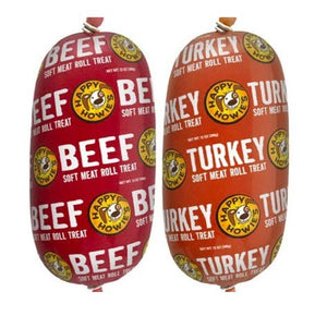 HAPPY HOWIE Natural Gourmet Meat Rolls Treat Bundle Packs of Beef and Turkey 12 oz