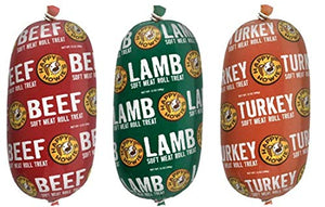 HAPPY HOWIE Natural Gourmet Meat Rolls Bundle Packs (Beef-Turkey-Lamb) (12oz - 3pk)