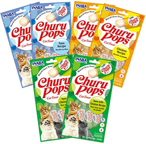 INABA Churu Pops, Grain-Free, Soft, Moist and Chewy Jelly Cat Treats with Vitamin E, 0.54 Ounces Each